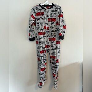 Carter's 4t Gray Fleece zip up sleeper  with Red Fire Truck Print